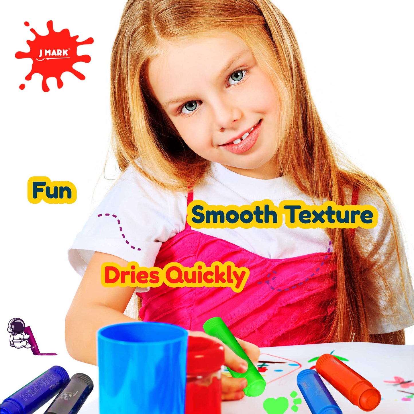 J MARK Solid Tempera Paint Sticks- Including Painting Book and Stencils, Set of Washable Paint Sticks Crayons for Kids - Solid Paint Markers - (36 Colors)