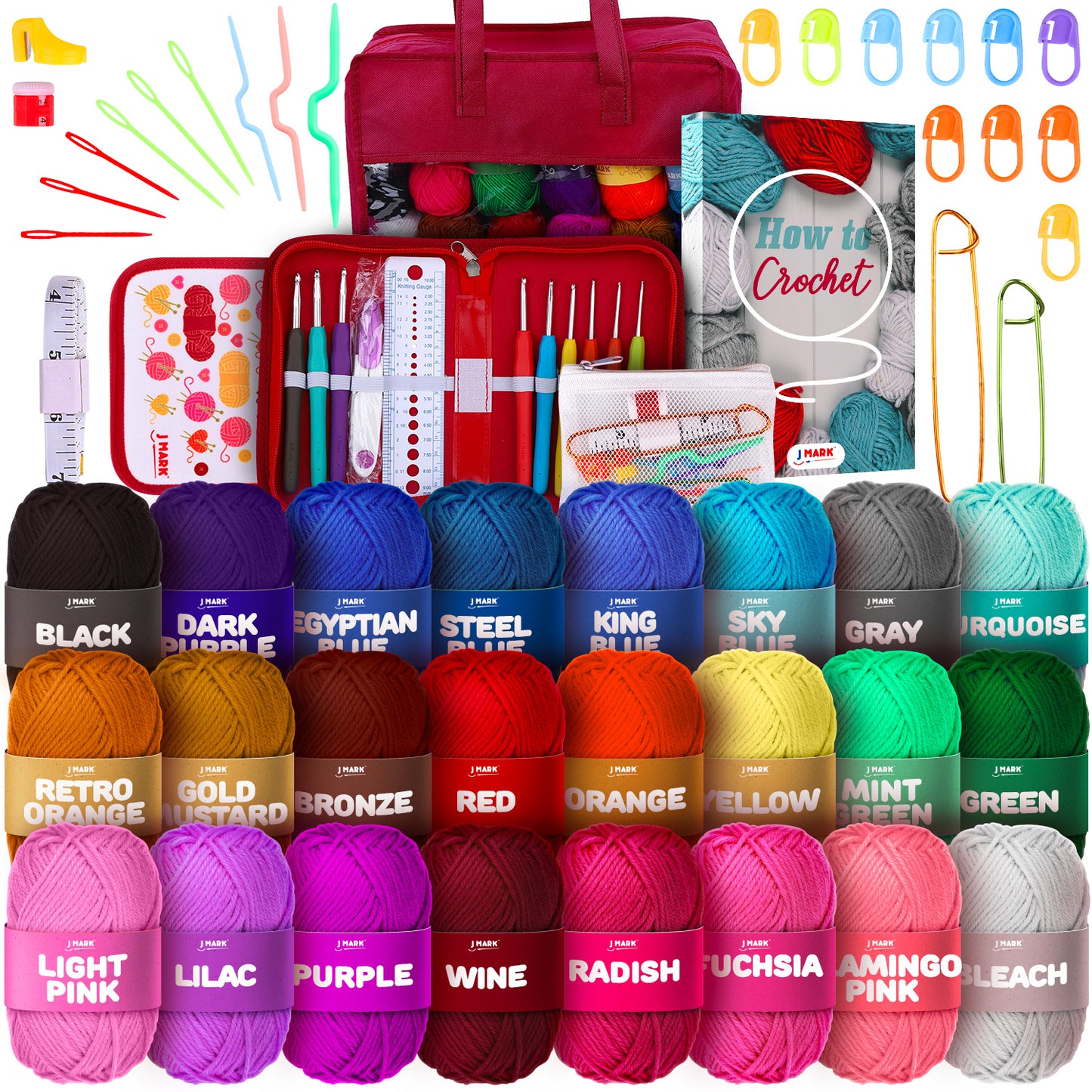 J MARK Crochet Kit for Beginners Adults -1320 Yards Crochet Set for Beginners, Crochet Starter Kit