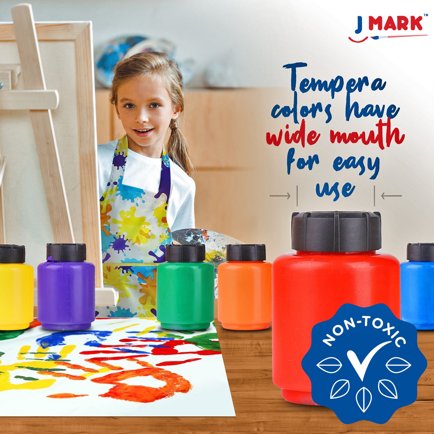 J MARK Complete Toddler Painting Set – Includes Washable Toddler Paint, Art Smock, Toddler Painting Paper, Brushes, Brushes, Toddler Art Set Painting Tools and More