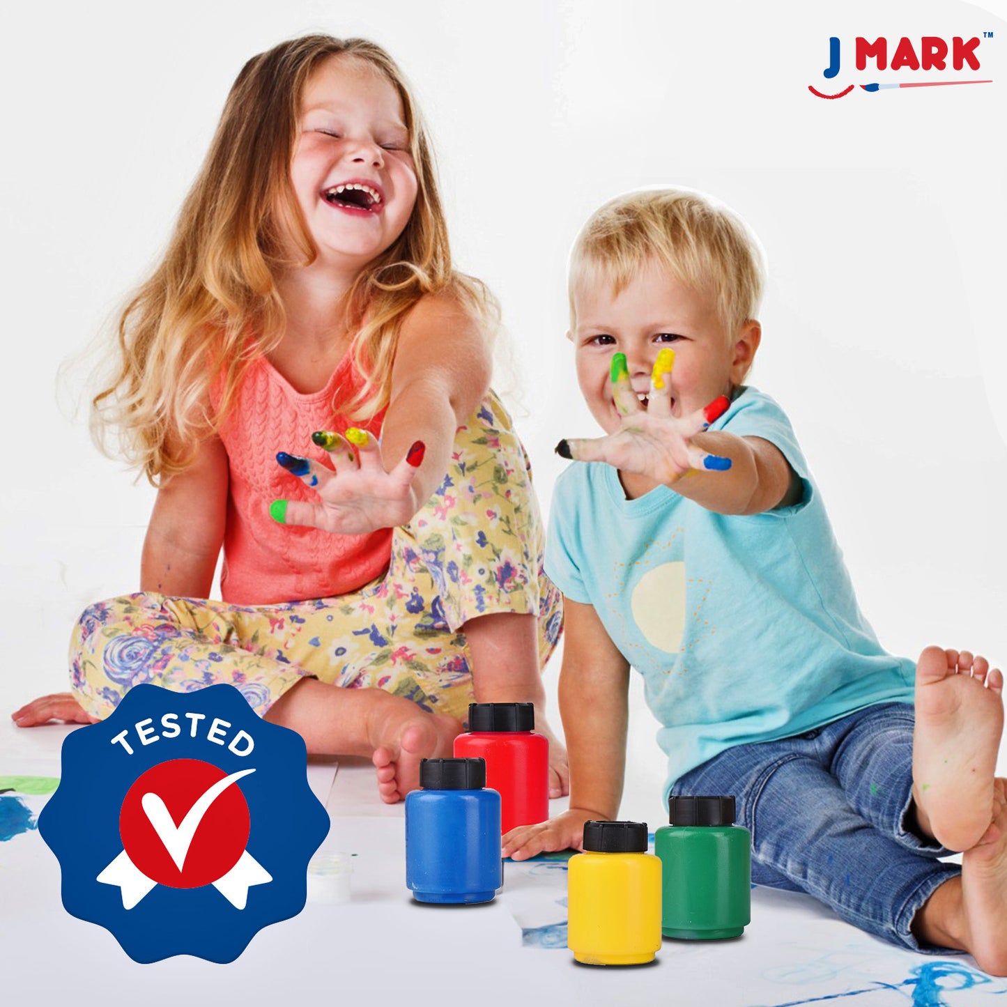 J MARK Complete Toddler Painting Set – Includes Washable Toddler Paint, Art Smock, Toddler Painting Paper, Brushes, Brushes, Toddler Art Set Painting Tools and More