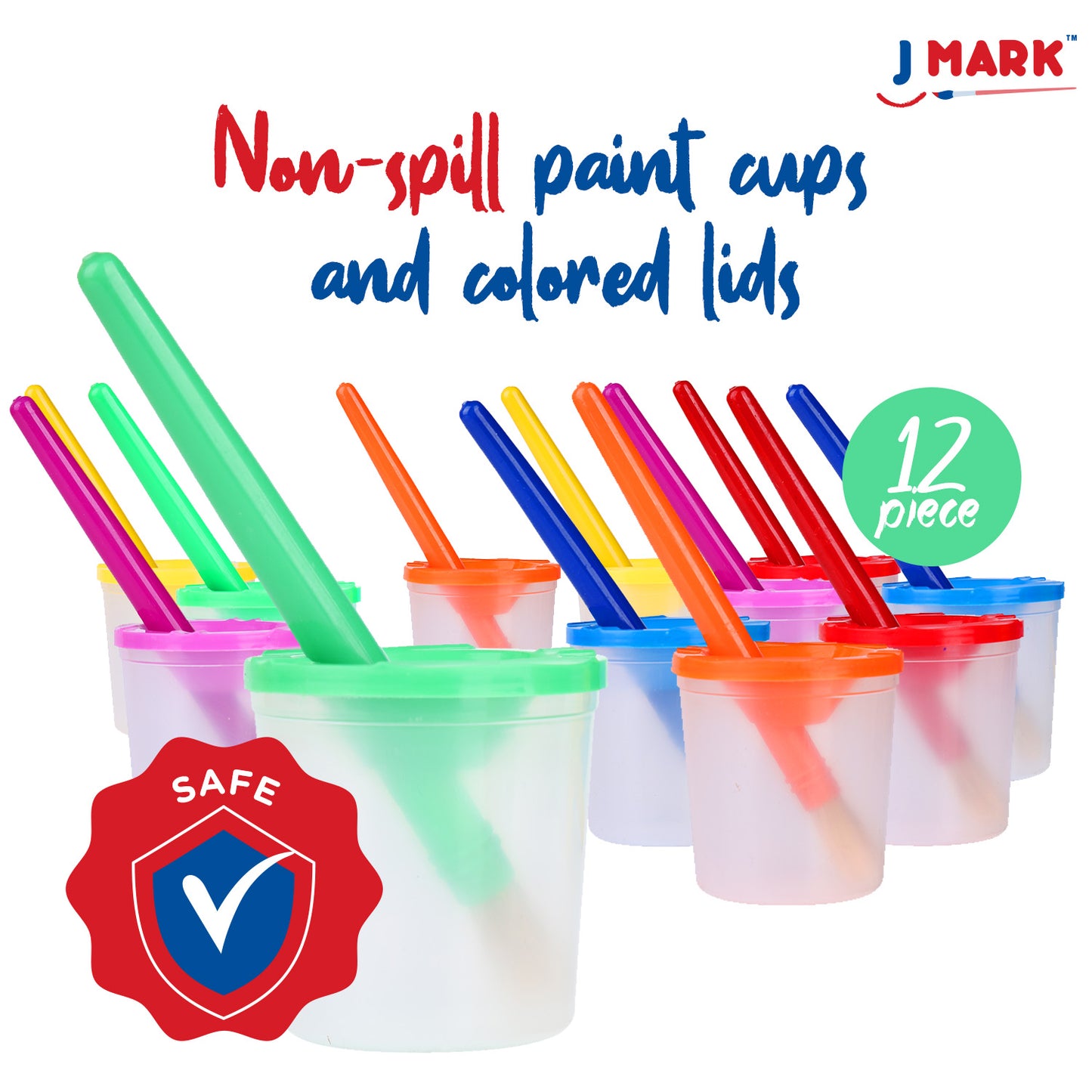 J MARK Toddler Painting Set – 32 Piece Complete Toddler Paint Set, Spill Proof Paint Cups for Kids, Washable Paint for Toddlers, Smock, Brushes and More