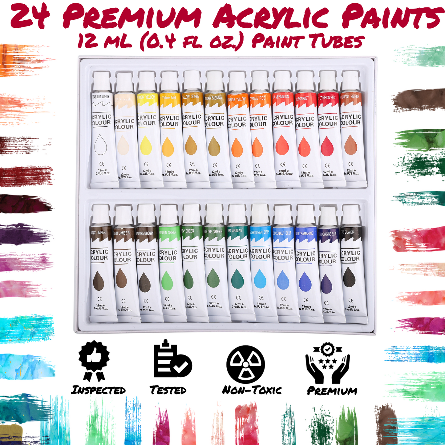 J MARK Painting Kit for Adults - 38 Piece Paint and Canvas Set 24 Acrylic Paints and Accessories