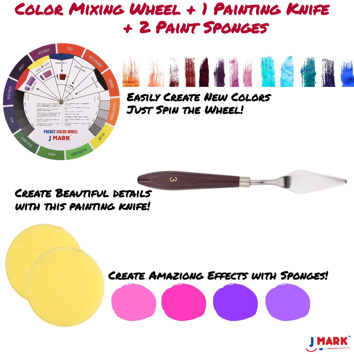 J MARK Painting Kit for Adults - 38 Piece Paint and Canvas Set 24 Acrylic Paints and Accessories