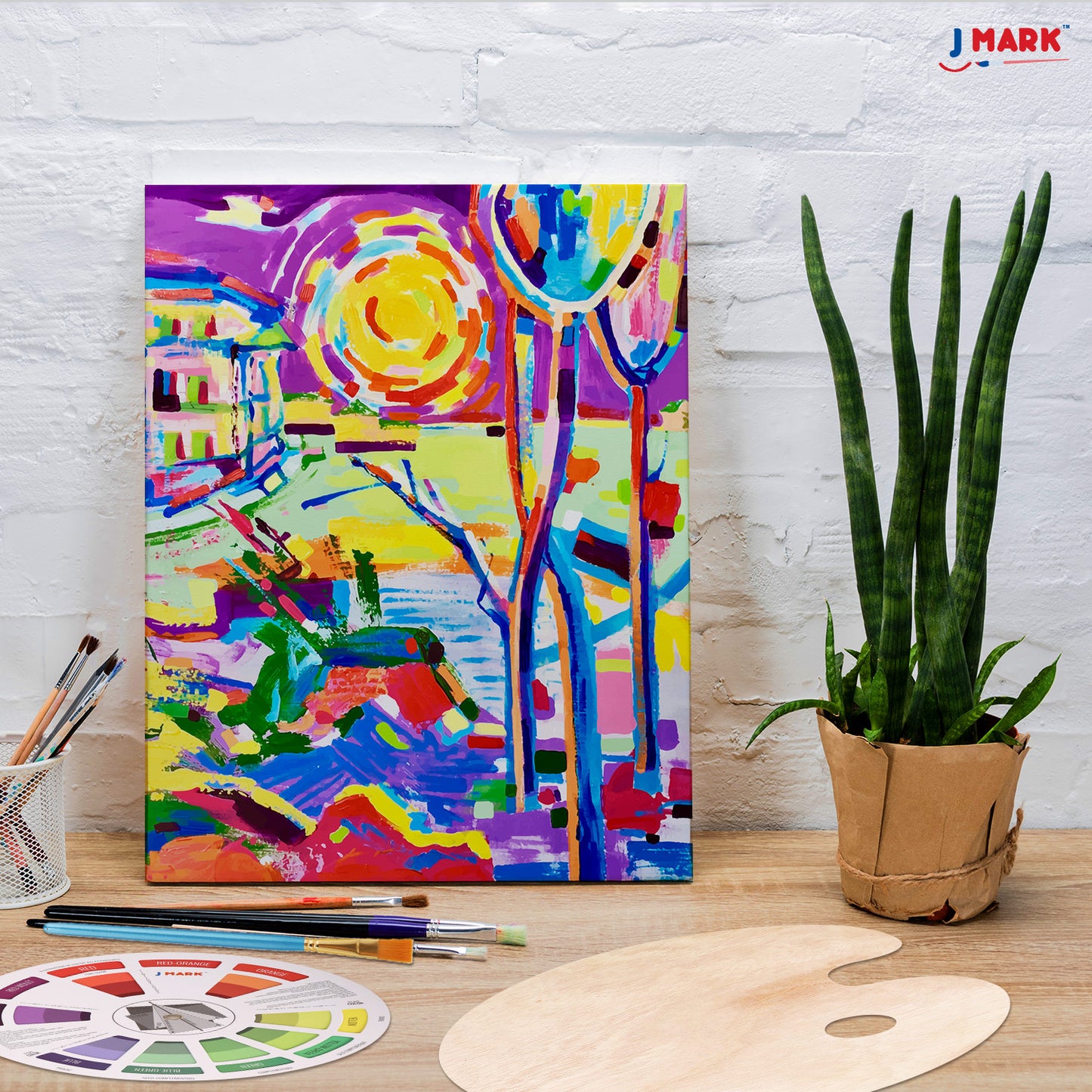 J MARK Painting Kit for Adults - 38 Piece Paint and Canvas Set 24 Acrylic Paints and Accessories