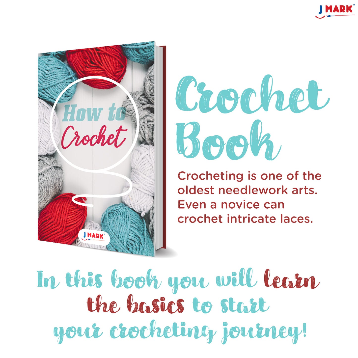 J MARK Premium Crochet Kit -Includes 2,640 Yards of Acrylic Yarn for Crocheting Complete Crochet Set