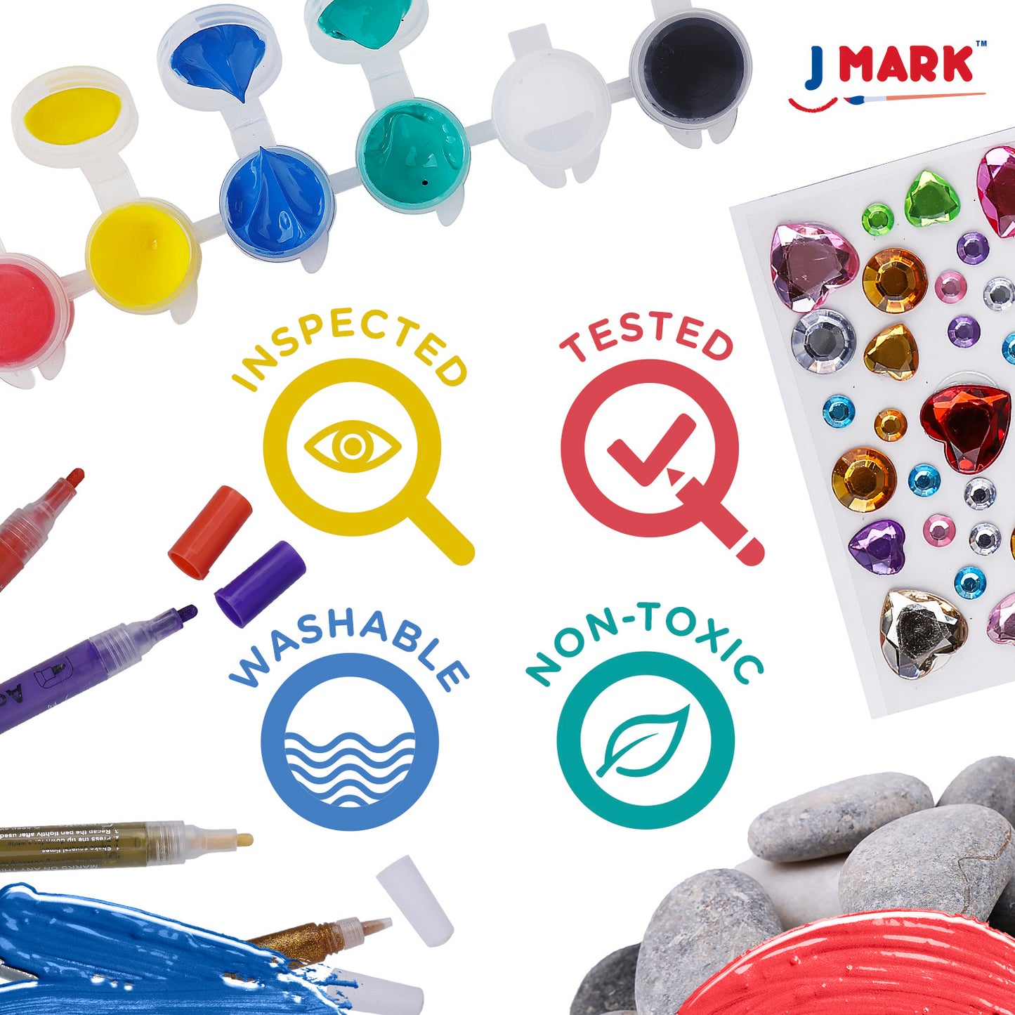 J MARK Premium Rock Painting Kit - Acrylic Paint Pens for Rock Painting, Glow in The Dark and More