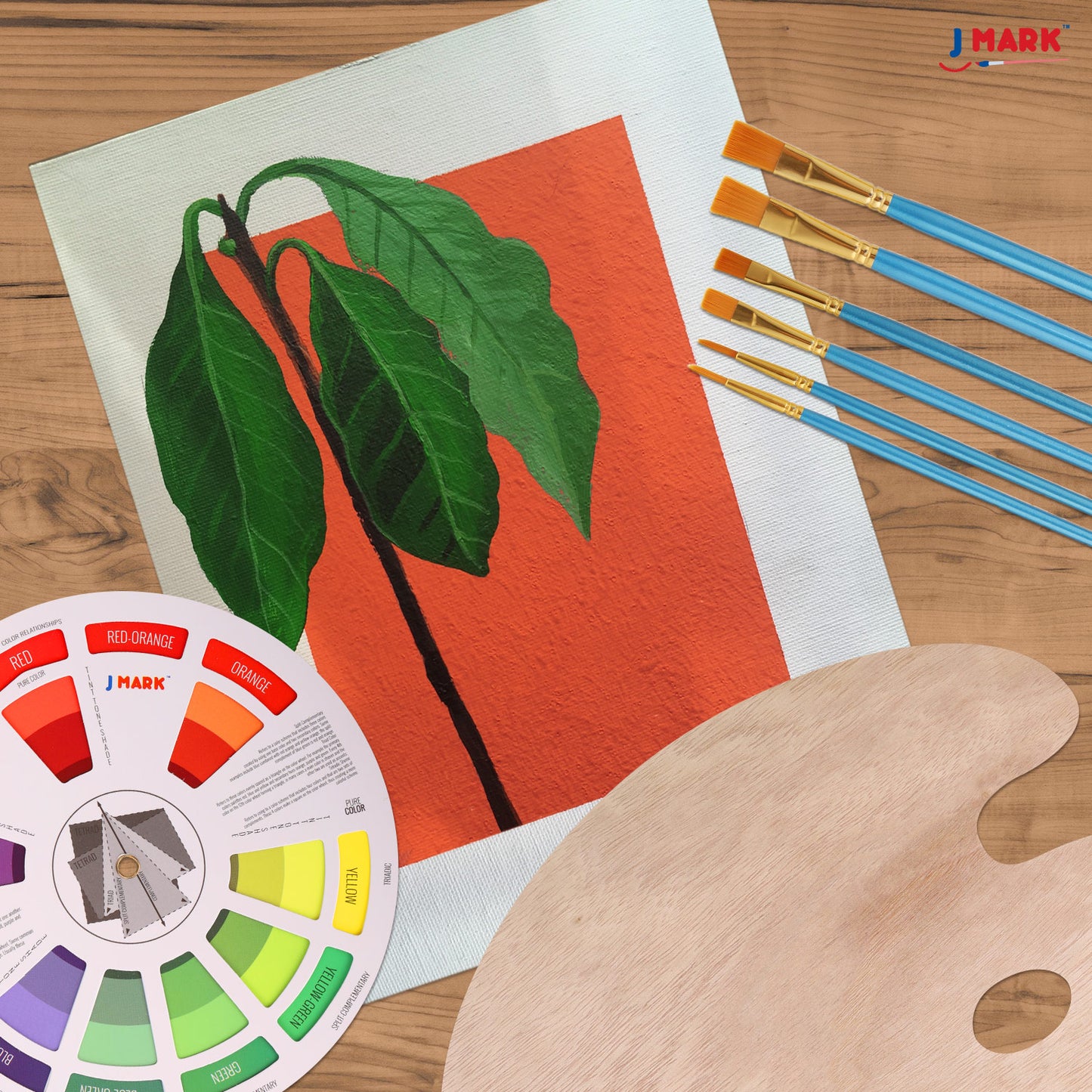 J MARK Painting Kit for Adults - 38 Piece Paint and Canvas Set 24 Acrylic Paints and Accessories