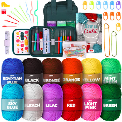 J MARK Acrylic Crochet Kit for Beginners – Premium Crochet Starter Kit for Adults Bundle